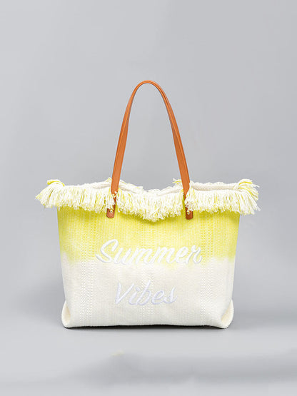 Two-Tone Embroidered Tote Bag