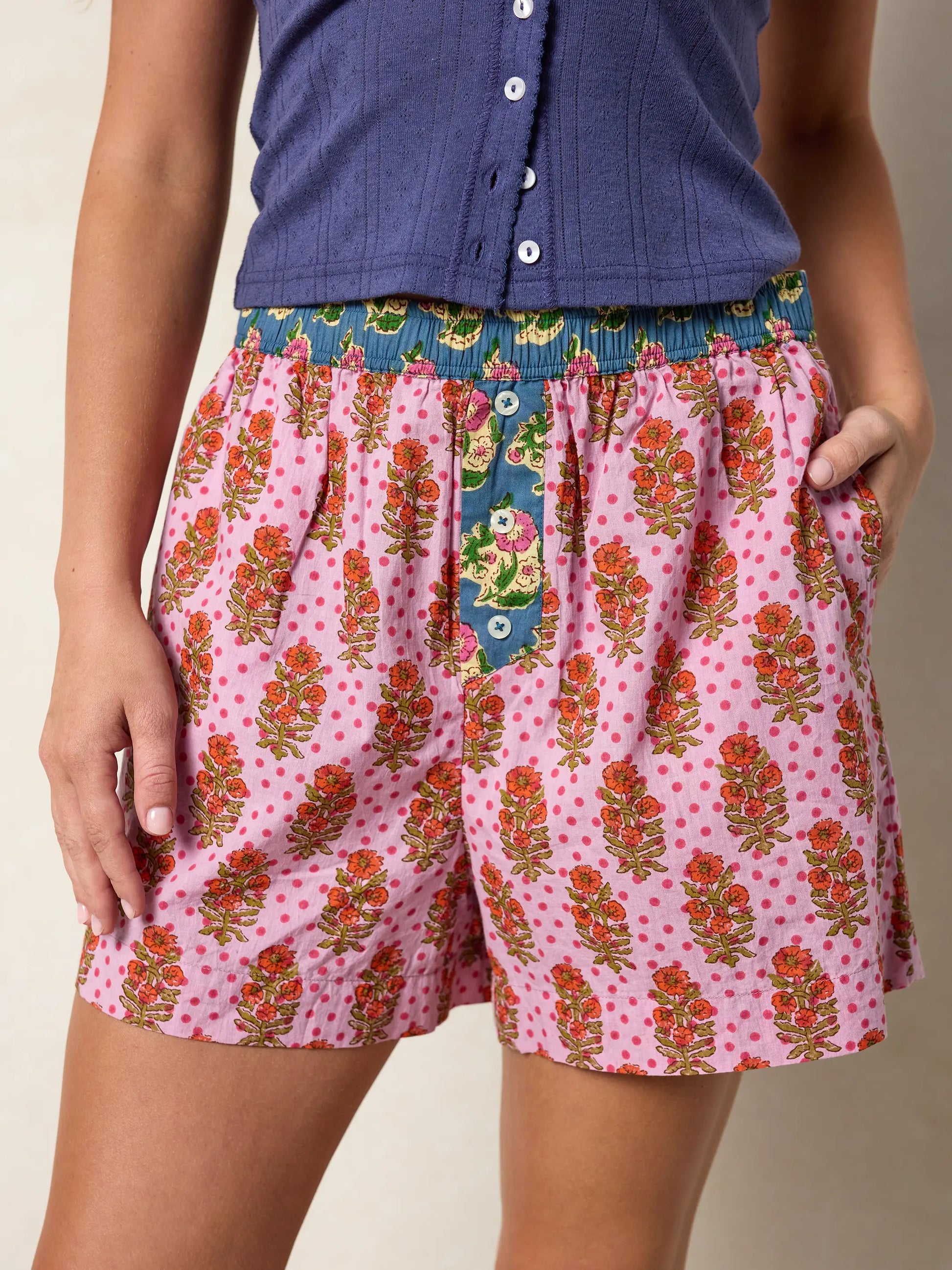 Dream On Cotton Boxer Shorts - Pink Polka Dot