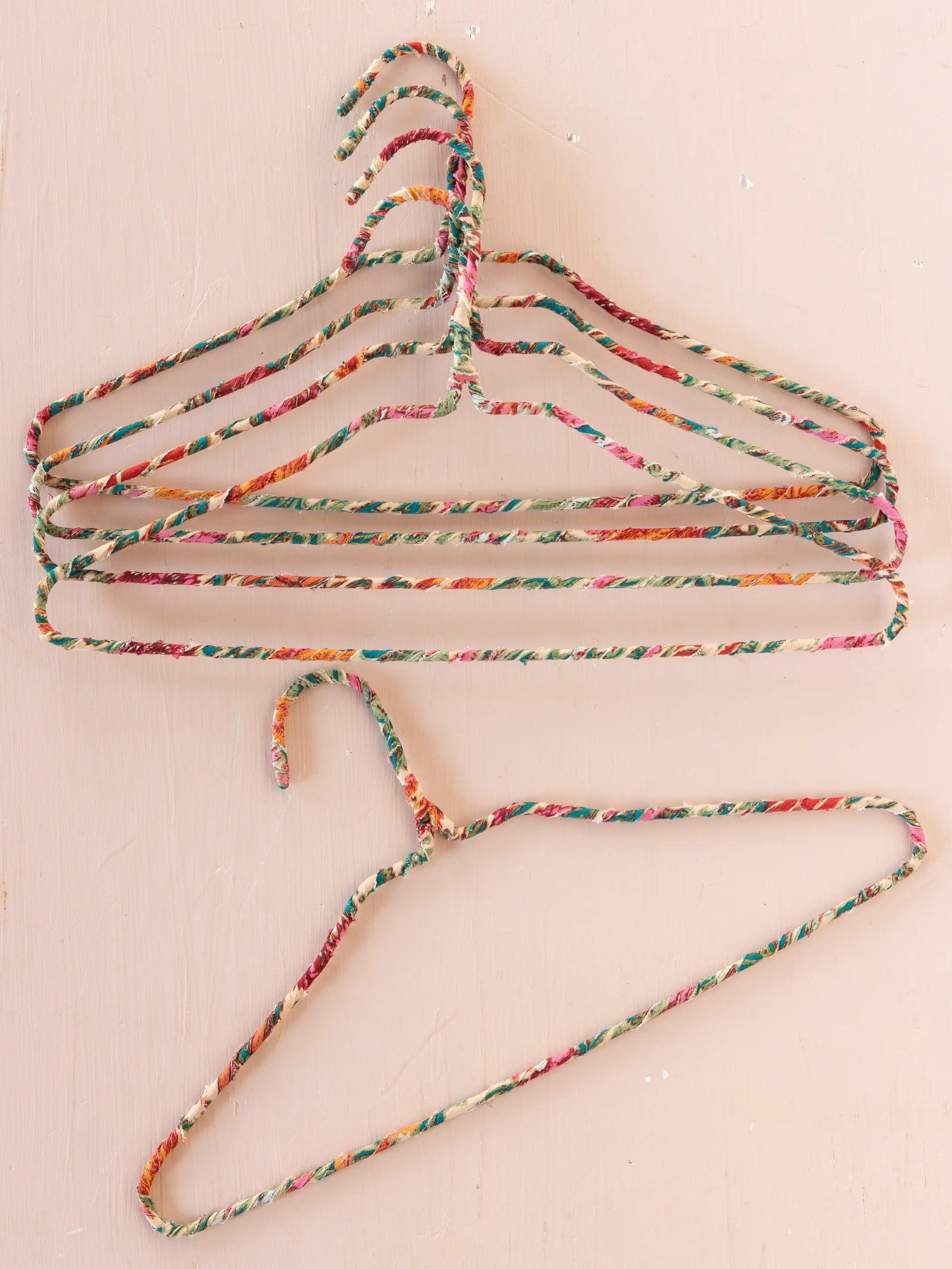 Upcycled Fabric Hangers, Set of 5