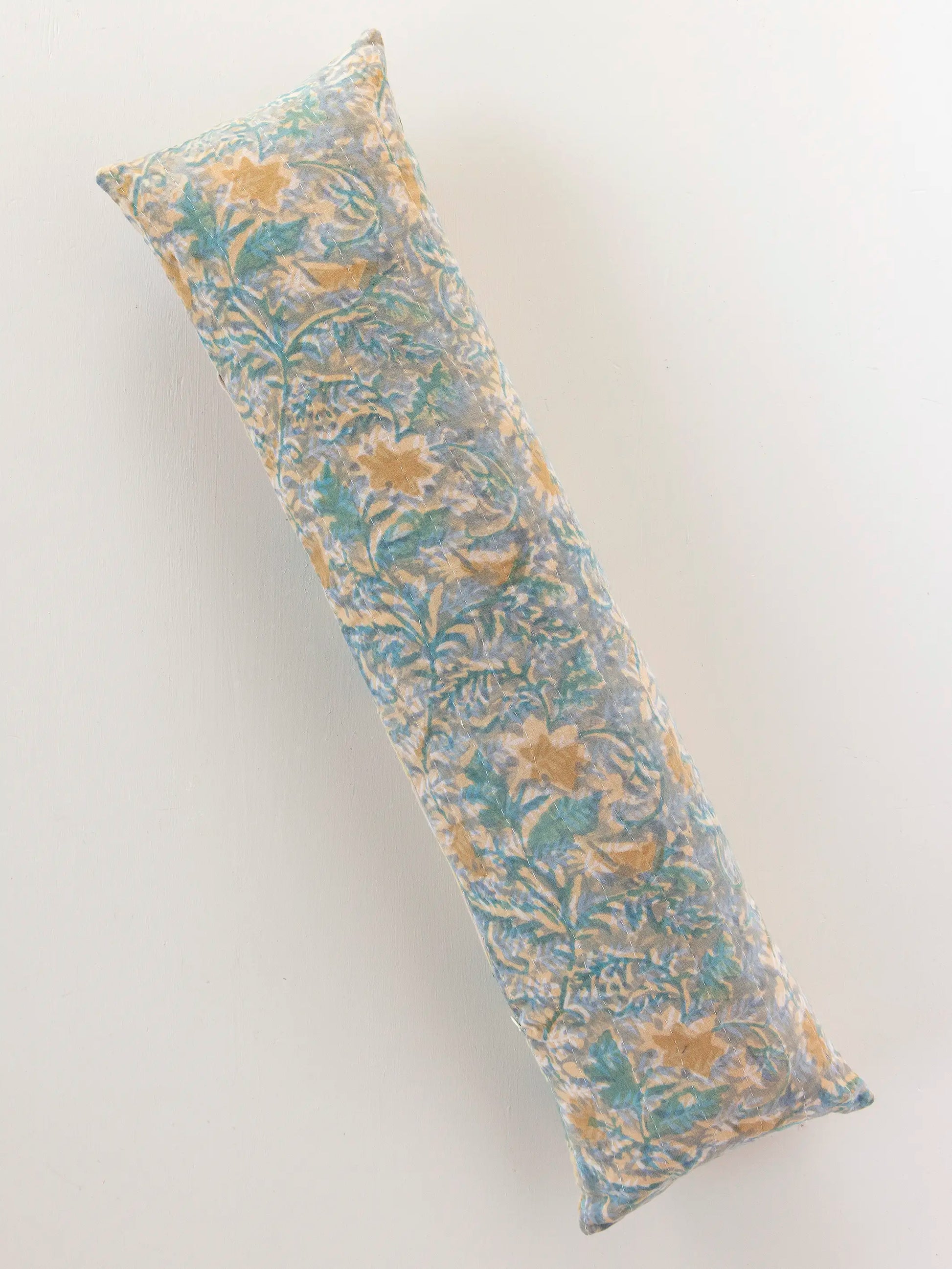 Vintage Kantha Reversible Lumbar Pillow - Blue