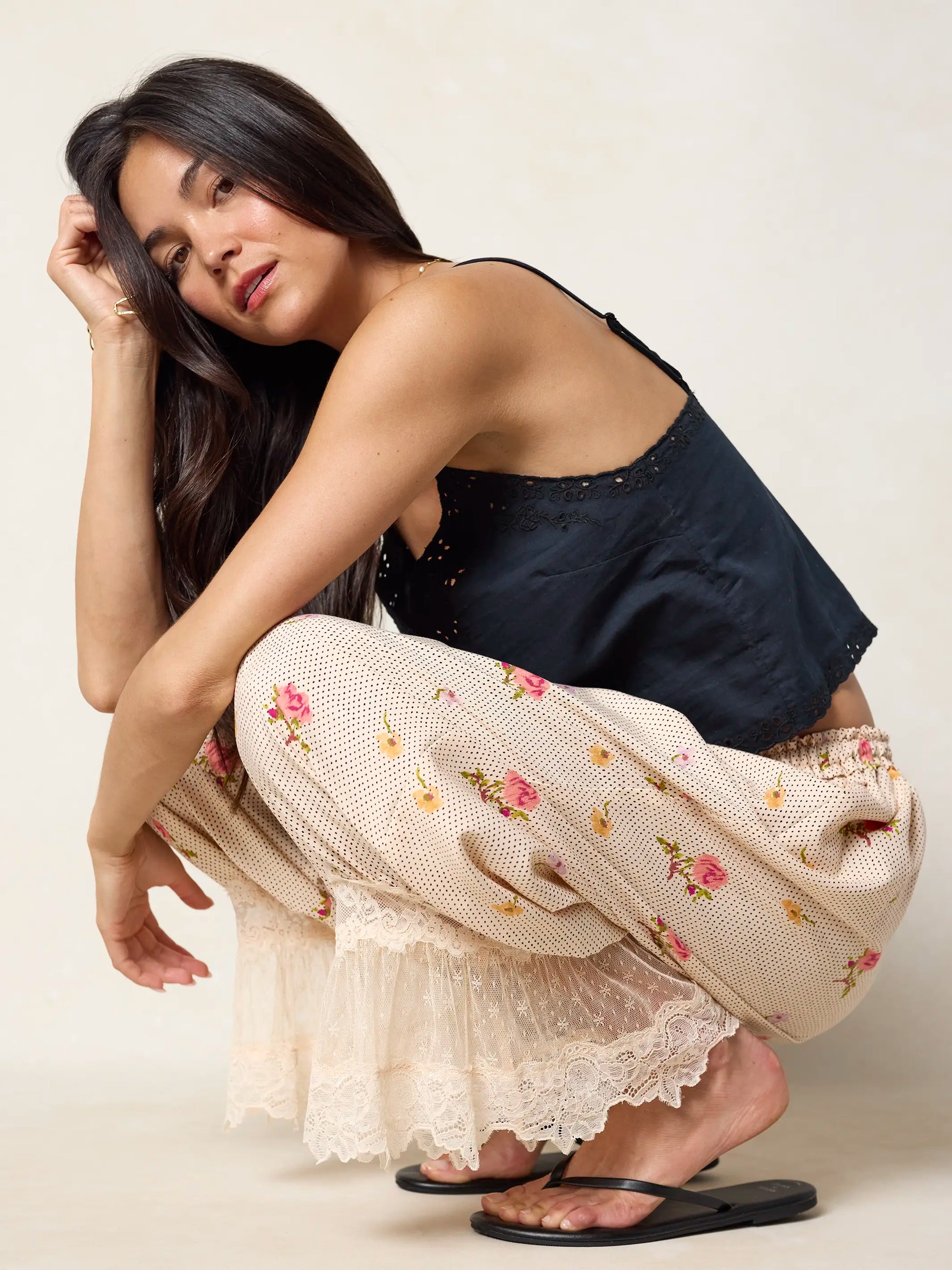 Faye Bloomer Pants - Pin Dot Prairie Cream