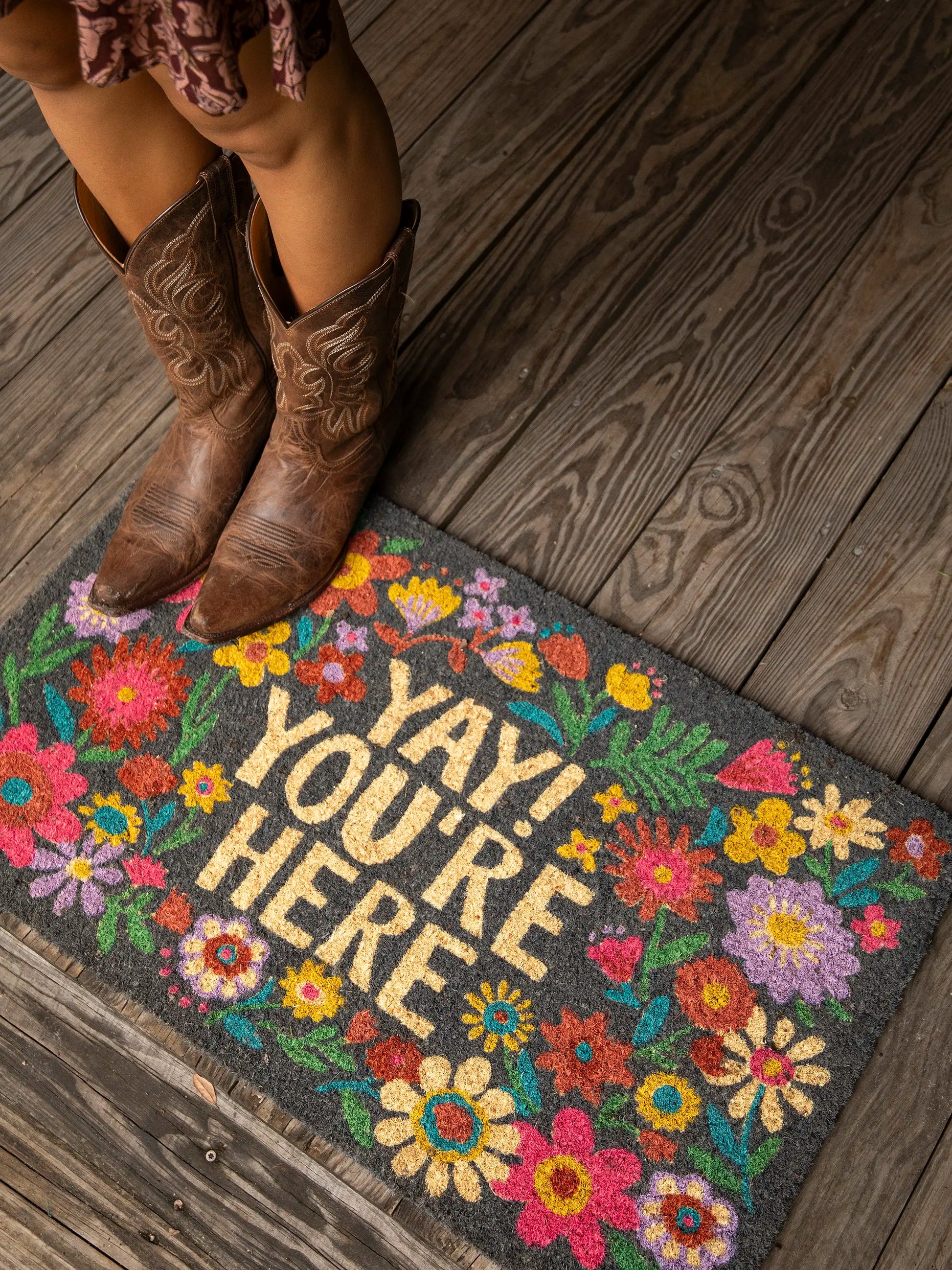 Bungalow Doormat - Black Yay You're Here