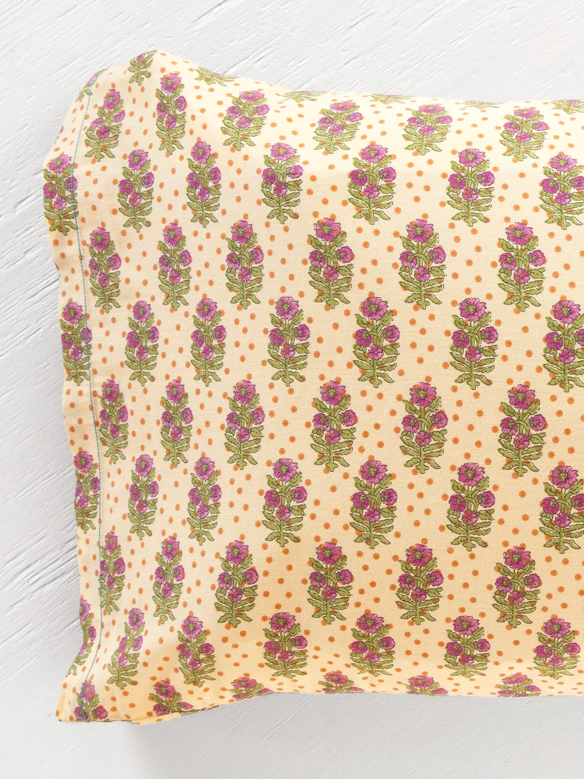 Mix & Match Cotton Pillowcase, Single - Rust Polka Dot