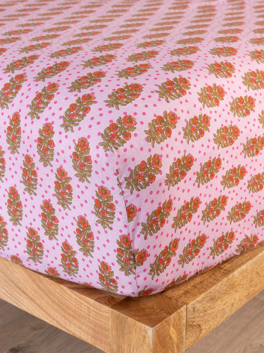 Mix & Match Cotton Fitted Sheet - Pink Polka Dot