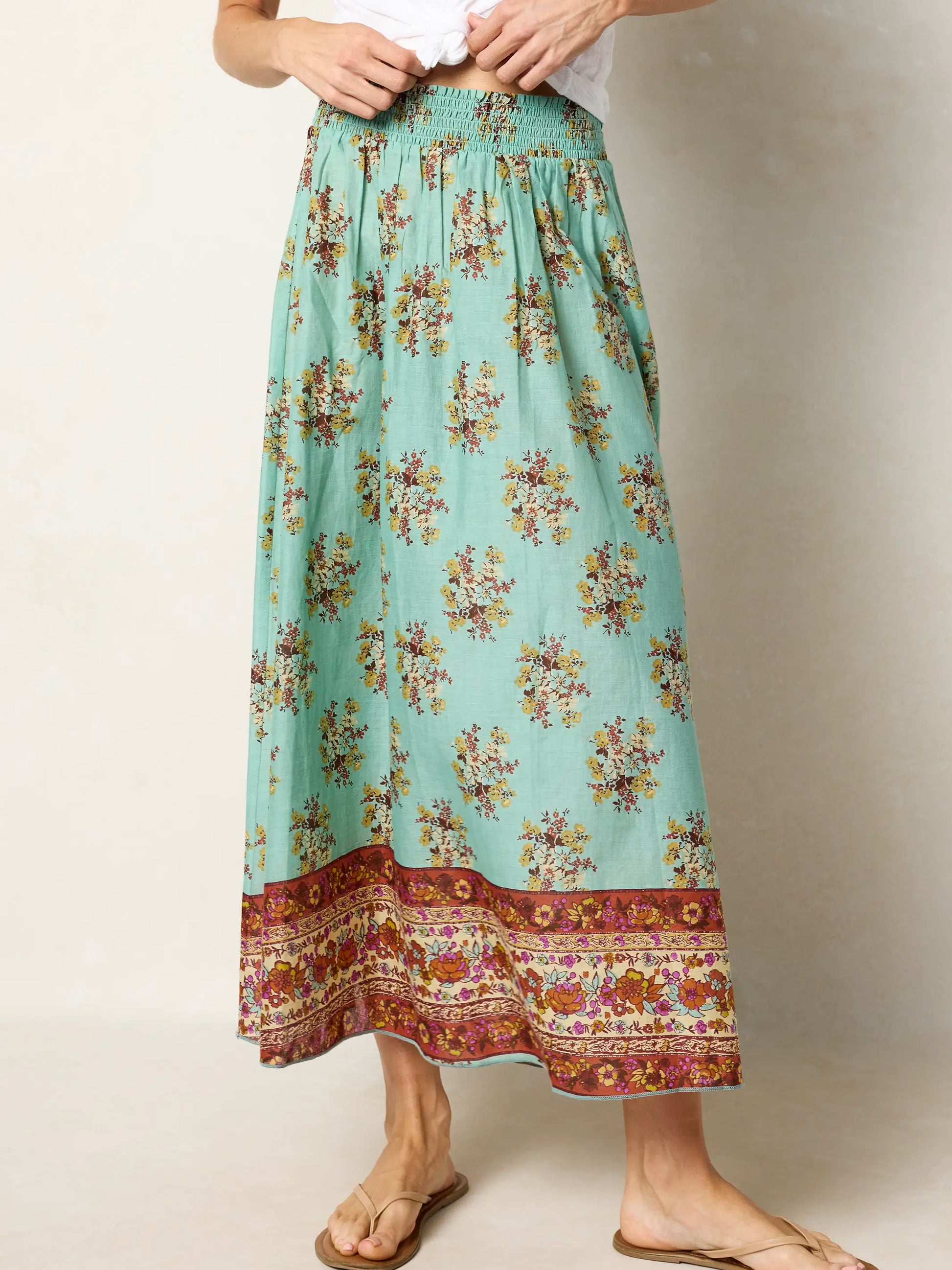 Cotton Skirt-In-A-Bag - Riviera Floral Aqua