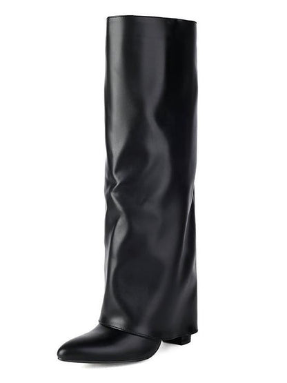 Pointed toe high heel western jeans boots