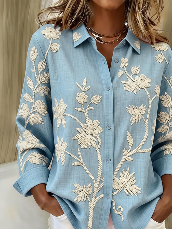 Women'S Casual Color-Blocked Print Shirt