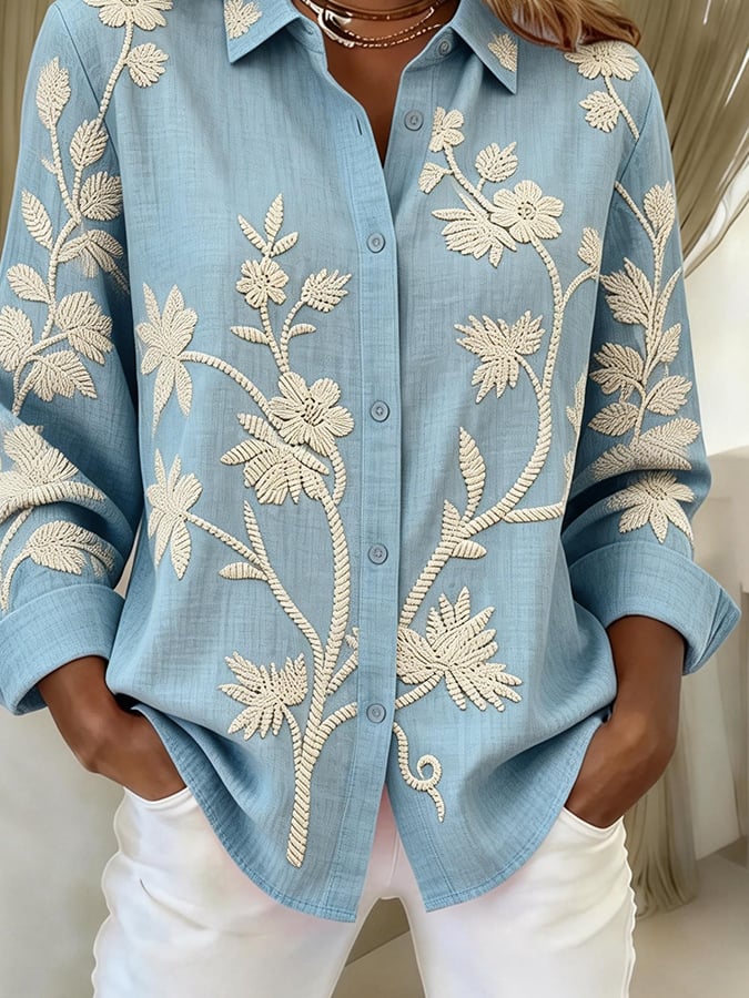 Women'S Casual Color-Blocked Print Shirt