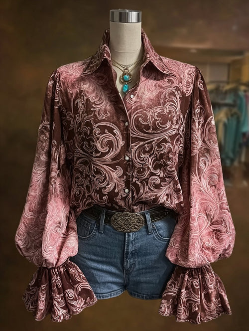 Women's Vintage Floral Western Design Shirt