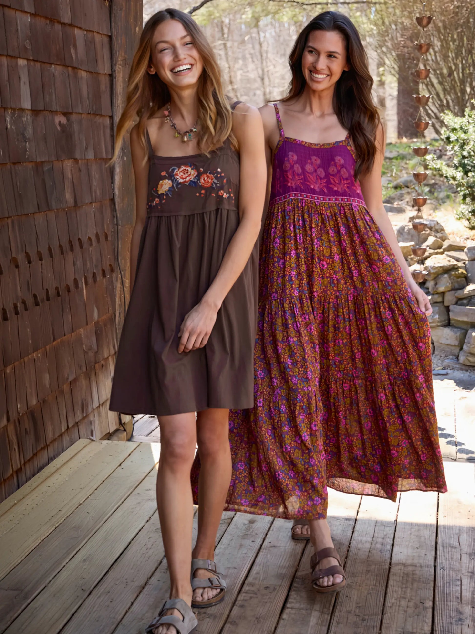 Patti Embroidered Mini Dress - Brown