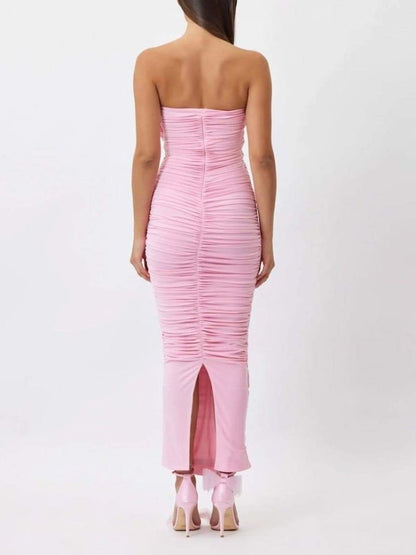 Tina Flower Strapless Midi Dress